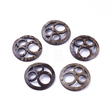Coffee Color Flat Round Coconut Pendants X-COCO-I002-011-1