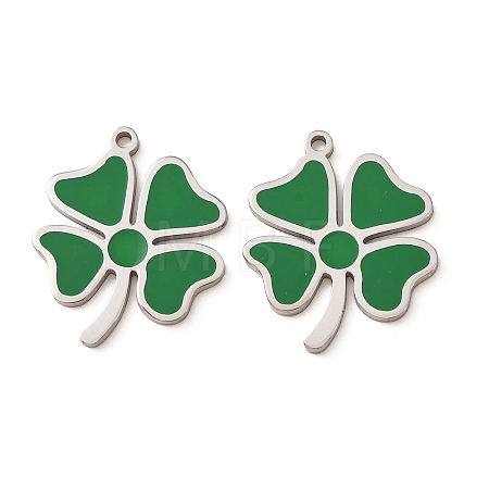 304 Stainless Steel with Green Enamel Pendants SA-CBA061A-04P-1