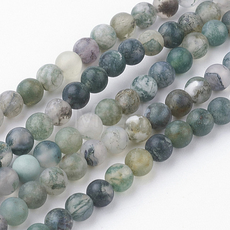 Natural Moss Agate Bead Strands G-G735-62F-4mm-1