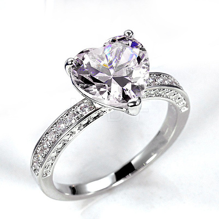 Brass Micro Pave Cubic Zirconia Finger Rings for Women FS-WGC99AF-07-1