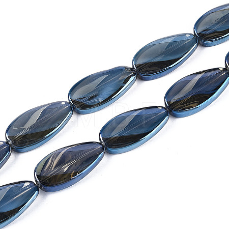 Electroplate Transparent Glass Beads Strands EGLA-N055-02G-1