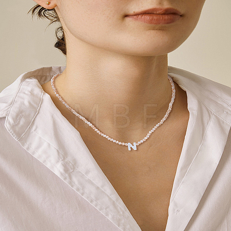 1Pc Glass Rondelle Beaded Necklaces NJEW-LP0007-23N-1