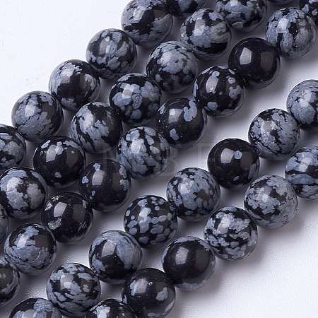 Natural Snowflake Obsidian Beads Strands G-D855-11-8mm-1