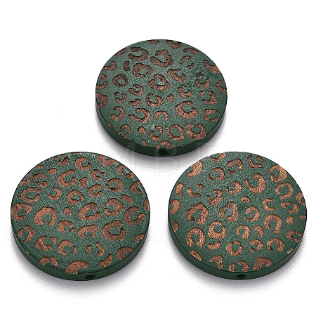 Painted Natural Wood Beads X-WOOD-N006-07P-1