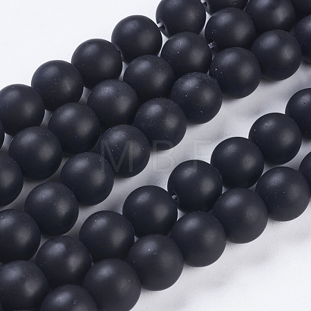 Synthetic Black Stone Bead Strands G-R345-10mm-38-1-1
