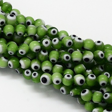 Handmade Evil Eye Lampwork Round Bead Strands LAMP-L055-8mm-11-1