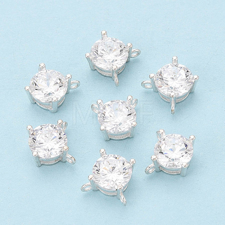 925 Sterling Silver Pave Clear Cubic Zirconia Flat Round Charms STER-T008-69S-02-1