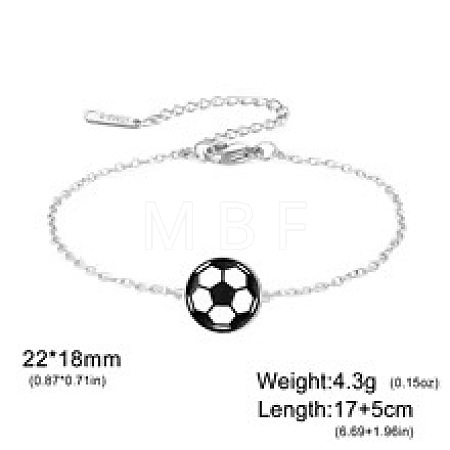 304 Stainless Steel Sport Ball Link Bracelets for Women WG444BD-09-1