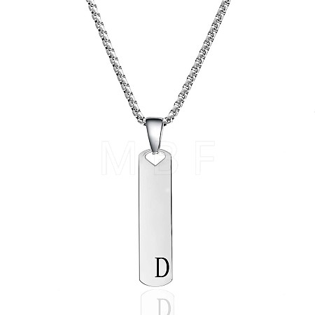 304 Stainless Steel Rectangle with Letter Pendant Box Chain Necklaces FS-WGD7C78-04-1