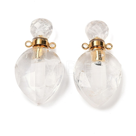 Natural Quartz Crystal Faceted Teardrop Bottle Pendants G-A225-02G-03-1