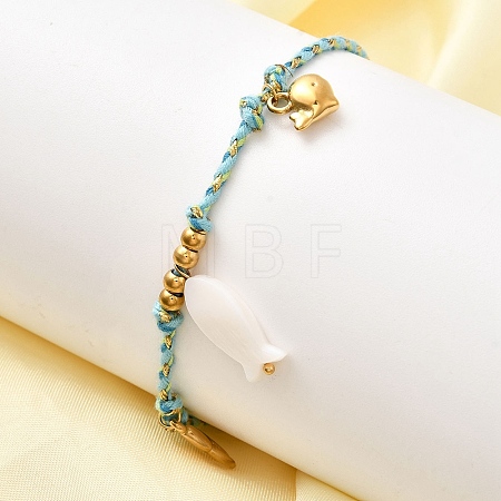 Fish & Carb & Whale 304 Stainless Steel Bracelets BJEW-K237-18G-1