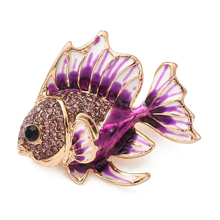 Golden Alloy Rhinestone Lapel Pin Brooches JEWB-K041-04KCG-01-1