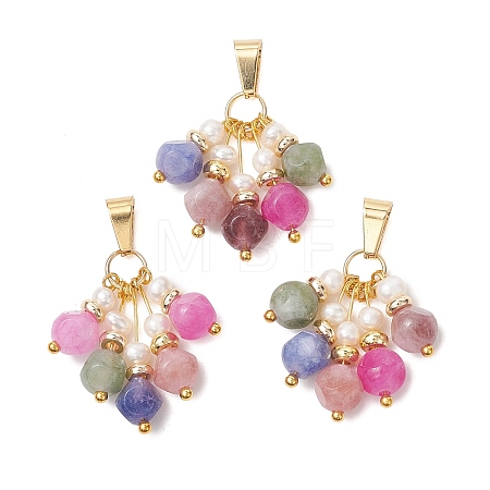 Natural Multicolor Tourmaline and Pearl Pendants PALLOY-JF05740-1