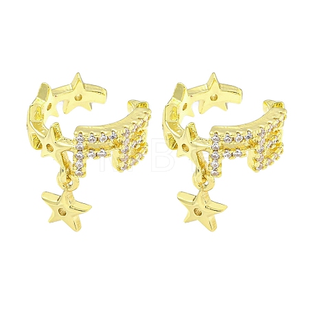 Brass Micro Pave Cubic Zirconia Cuff Earrings EJEW-C104-012G-1