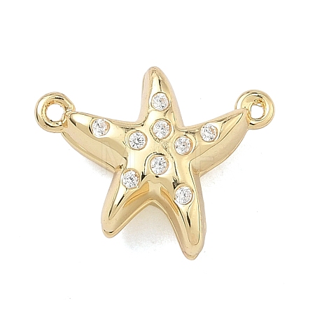 Starfish Brass Micro Pave Clear Cubic Zirconia Magnetic Clasps KK-C251-10G-1