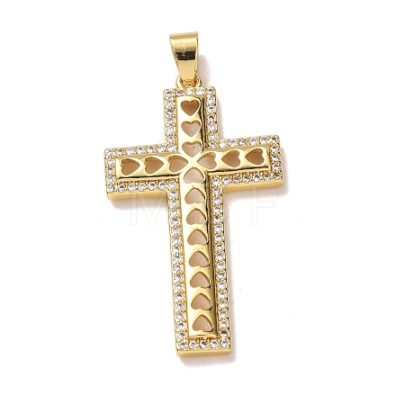 Brass Micro Pave Clear Cubic Zirconia Pendants KK-P352-02E-G-1
