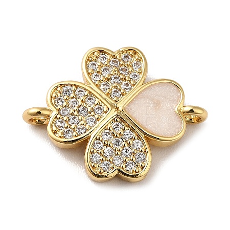 Eco-Friendly Rack Plating Brass Micro Pave Clear Cubic Zirconia Connector Charms KK-F853-26G-1