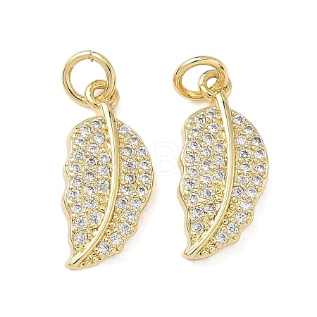 Brass Micro Pave Clear Cubic Zirconia Charms KK-F930-04G-1