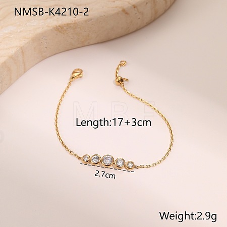 304 Stainless Steel Pave Cubic Zirconia Link Bracelets WGE95FE-03-1