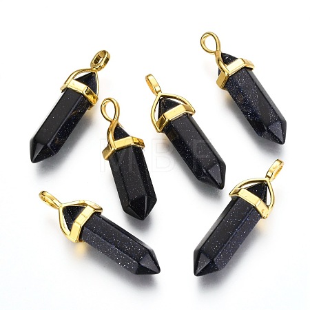 Synthetic Blue Goldstone Double Terminated Pointed Pendants G-G902-C12-1