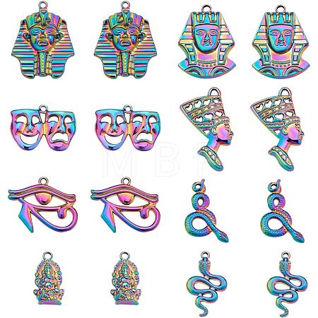 16Pcs 8 Style Plated Alloy Pendants FIND-CA0005-90-1