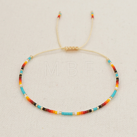 Glass Seed Heishi Braided Bead Bracelet for Women KM8576-1