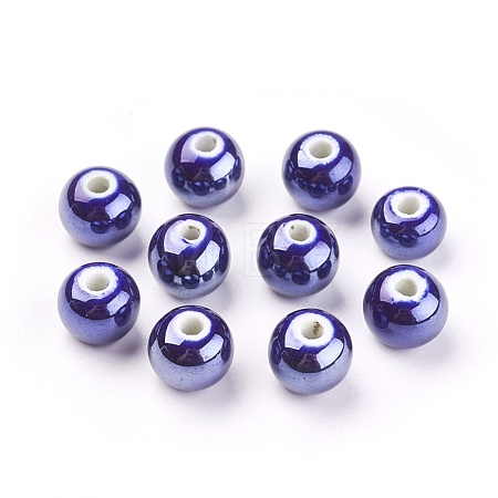 Glazed Porcelain Beads PORC-D001-10mm-14-1