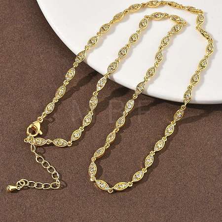 Brass Micro Pave Clear Cubic Zirconia Eye Link Chain Necklaces NJEW-G183-07G-1