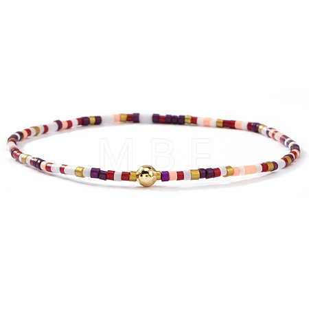 Bohemia Glass Seed Beads & Synthetic Non-magnetic Iron Hematite Beads Stretch Bracelets FI4586-5-1