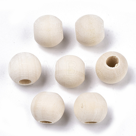 Natural Unfinished Wood Beads WOOD-Q038-10mm-1