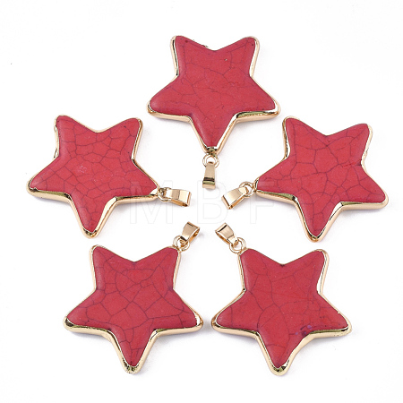 Electroplate Synthetic Turquoise Pendants G-S344-65E-1