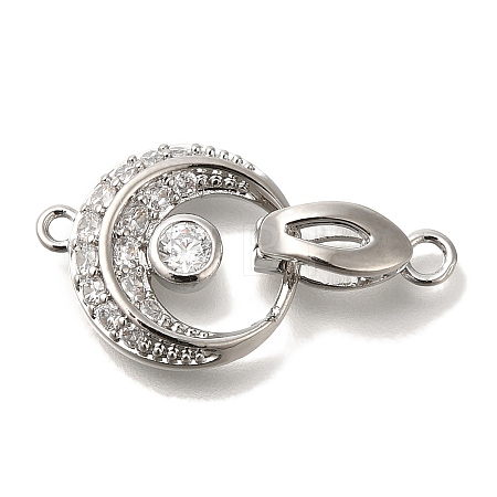 Brass Micro Pave Clear Cubic Zirconia Fold Over Clasps KK-K389-127P-1