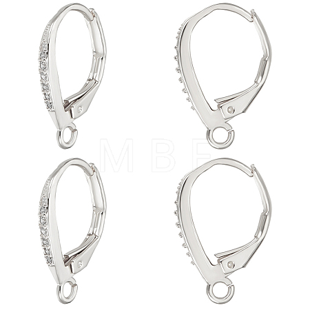 4Pairs Brass Micro Pave Clear Cubic Zirconia Leverback Earring Findings KK-BBC0021-97P-1
