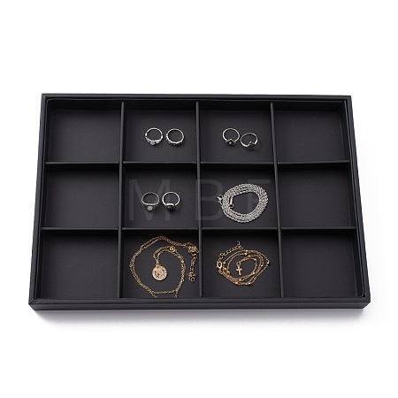 Stackable Wood Display Trays Covered By Black Leatherette X-PCT106-1