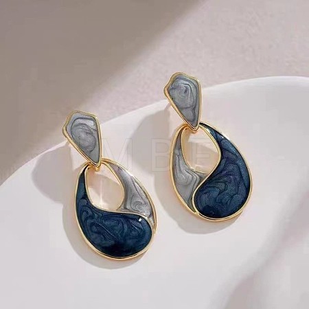 Alloy Enamel Stud Dangle Earrings WG174D6-01-1
