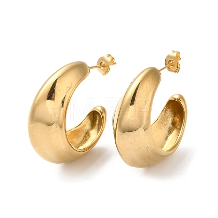 Ion Plating(IP) 304 Stainless Steel Round Earrings EJEW-K244-30G-1