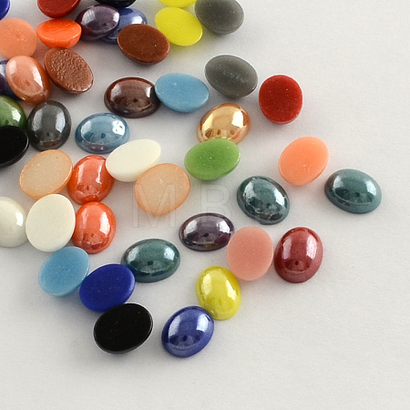 Pearlized Plated Opaque Glass Cabochons PORC-S804-8x10-M-1