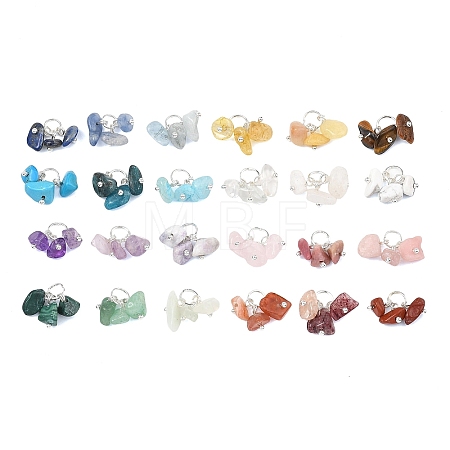 24Pcs Natural & Synthetic Mixed Stone Pendants PALLOY-JF05355-02-1