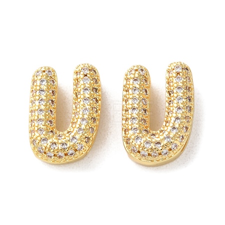 Rack Plating Brass Micro Pave Cubic Zirconia Slide Charms KK-C084-34G-U-1