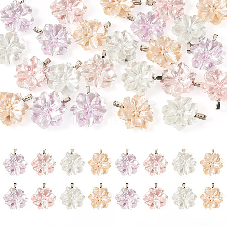 24Pcs 4 Colors Resin Pendants PALLOY-TAC0303-1