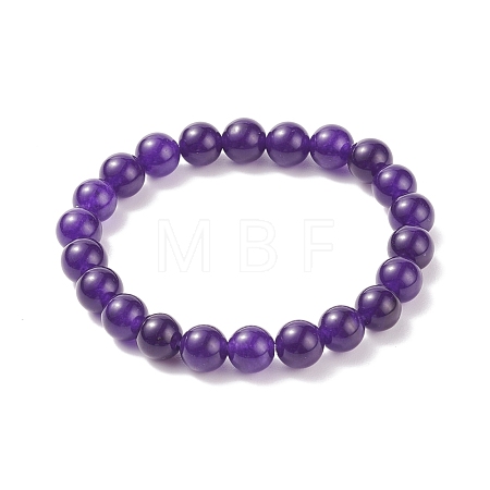 Natural Jade Beaded Stretch Bracelet BJEW-P213-04-8mm-1