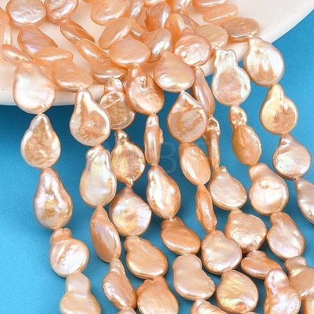 Natural Baroque Keshi Pearl Coin Beads Strands PA-CBAFEE8-15B-1