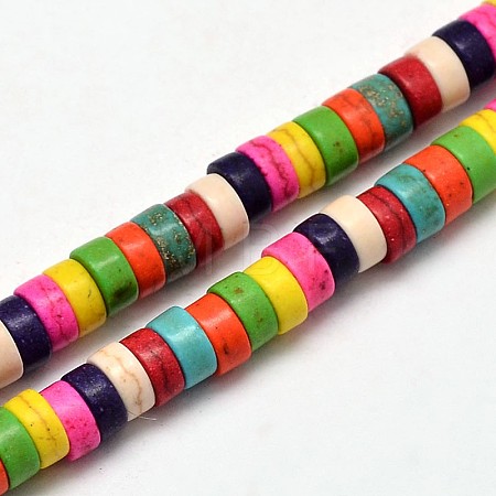 Flat Round/Disc Synthetic Turquoise Heishi Beads Strands G-M150-09-1