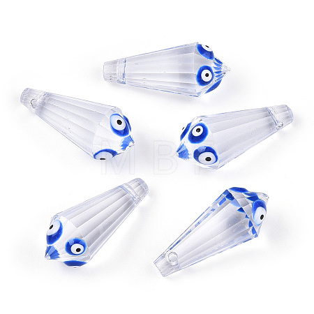 Transparent Glass with Enamel Evil Eye Beads GLAA-N001-02-1