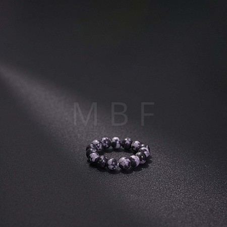 Natural Snowflake Obsidian Stretchy Finger Rings FS-WG01730-48-1