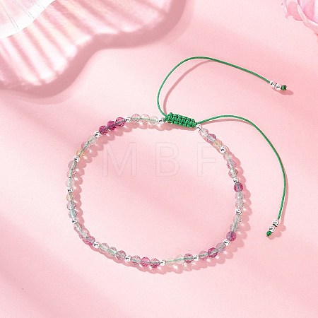 Natural Fluorite &  Electroplate Non-magnetic Synthetic HematiteRound Bead Braided Beaded Bracelets for Women BJEW-JB13434-02-1