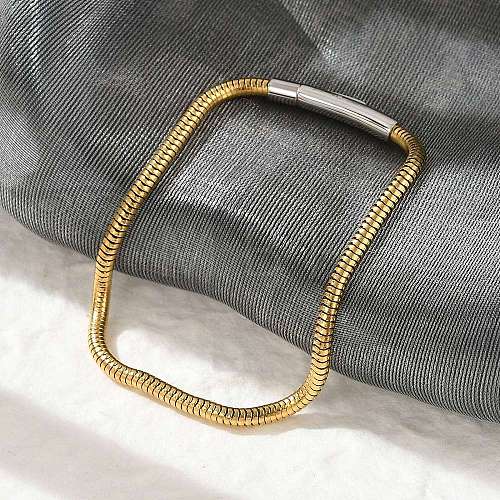 304 Stainless Steel Snake Chain Bracelets for Women BJEW-Z087-18GP-1