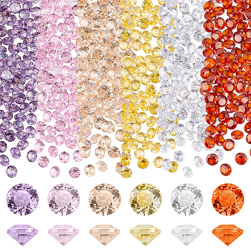   300Pcs 6 Colors Diamond Shape Grade A Cubic Zirconia Cabochons ZIRC-PH0001-43B-02-1