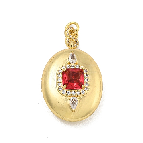 Brass Cubic Zirconia Locket Pendants KK-N254-93C-G-1