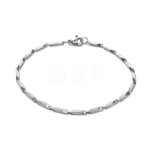 Unisex 304 Stainless Steel Bar Link Chain Bracelets BJEW-L637-38A-P-1